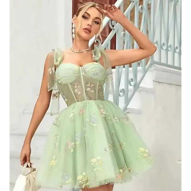 Strap Top Socialite Princess Dress Forest Style Chiffon Adult Dress Light Luxury Niche Banquet Temperament Dress Customized