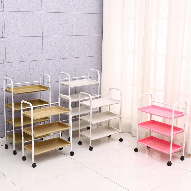 Furniture Tattoo Rolling Trolley Storage Multi-purpose Iron Cart Wheels Manicure Cosmetics Hair Salon Rollwagen Beauty Drawer