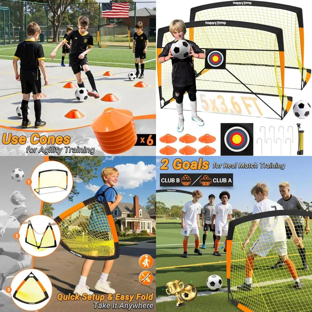 

Youth Soccer Goals: 7ft x 5ft, 6.6ft x 3.3ft, 5ft x 3.6ft, 4ft x 3ft, 3ft x 2.2ft Nets for Backyard Play