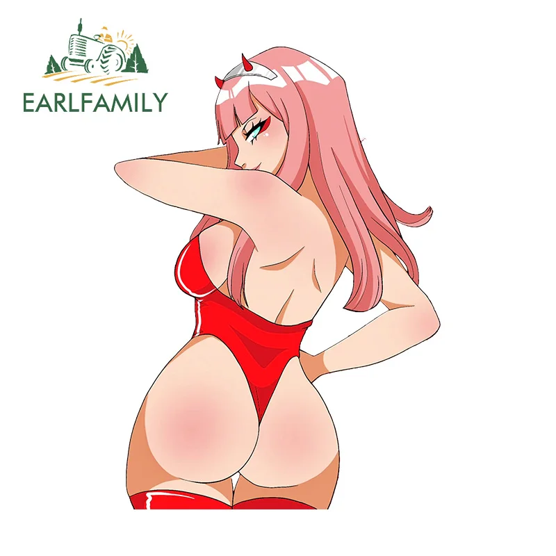 EARLFAMILY 13cm x 9.2cm Zero Two Sex Ass Anime Car Sticker NSFW Skateboard Personality Decal Senpai Waifu Vinyl Accessories