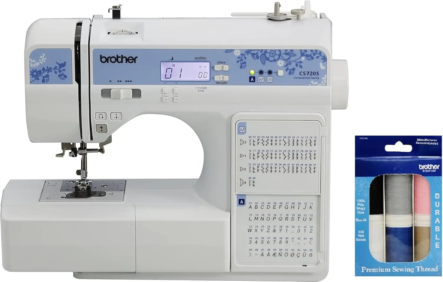 Brother Cs7205 Computerized Sewing Machine With Wide Table, 150 Built-In Stitches, 11 Included Sewing Feet And 6-Piece Premium