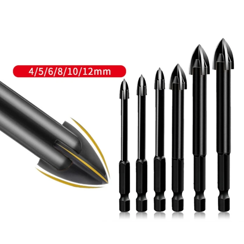 K1KA 6pcs Ceramic & Glass Hole Cutter Set Masonry Drill Bit Plastic Porcelain Ceramic