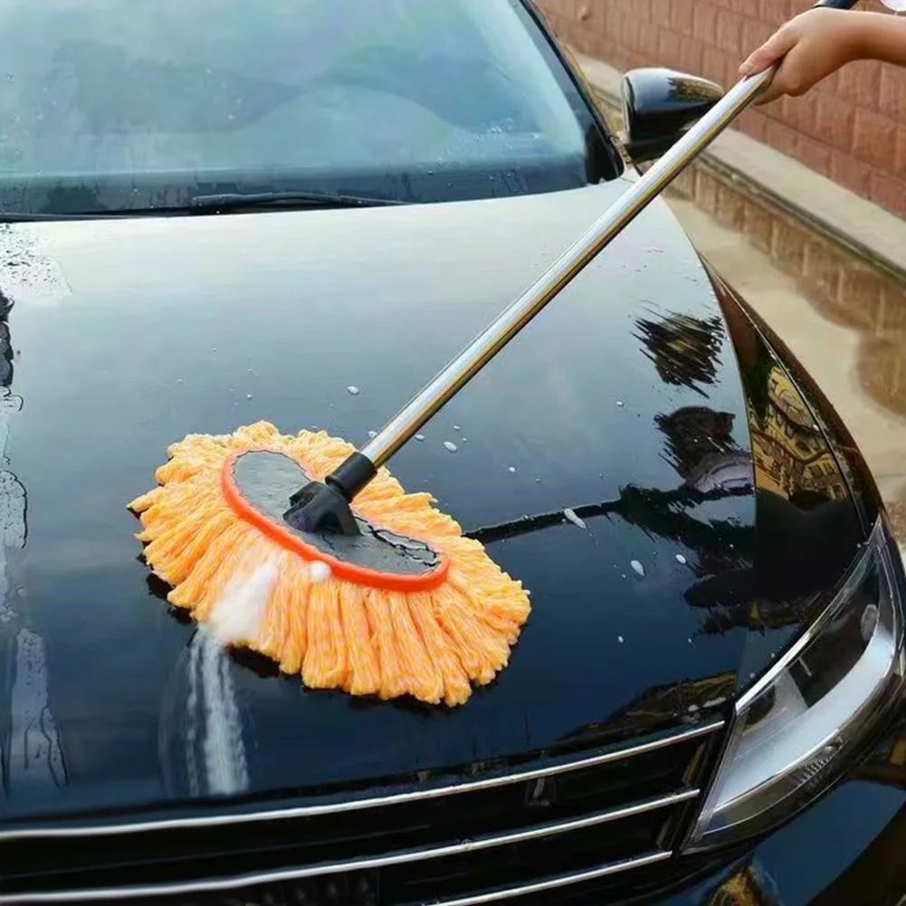 90cm Car Wash Brush Car Cleaning Mop Long Handle Car Cleaning Kit with Water Dispenser Non-Scratch Bristle Auto Accessories