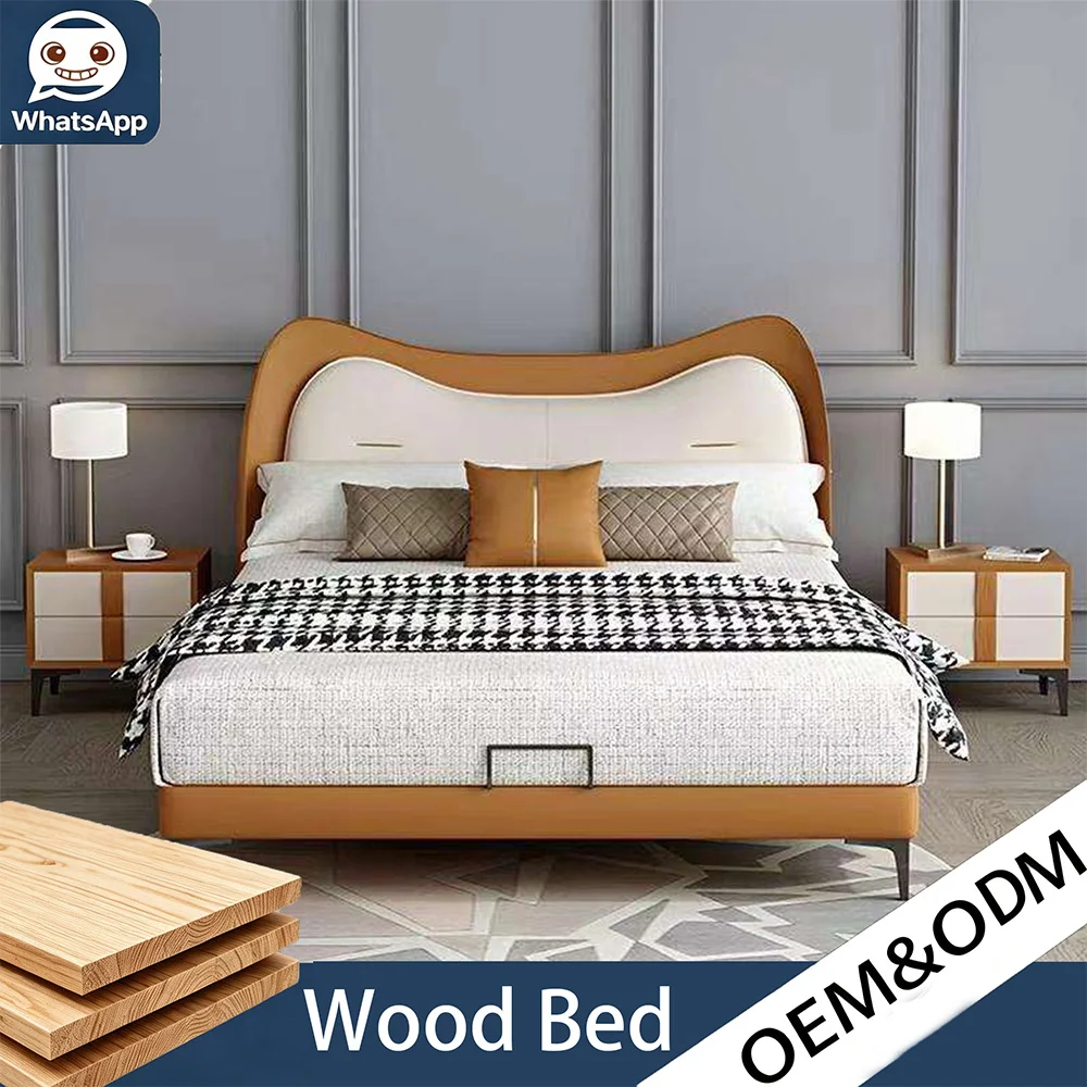 Solid Wood Kids Splicing Bed with Double Side Guardrail, Large Bed for Boys Girls, Bedroom & Living Room Home Furniture