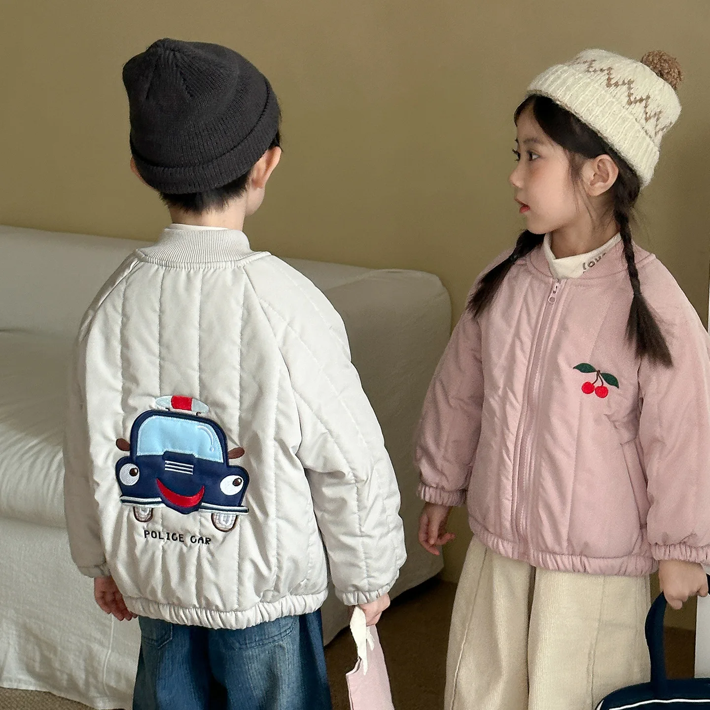 

2025 Winter New Children Warm Fleece Coat Baby Girls Embroidery Zipper Jacket Plus Velvet Thick Boys Padded Jacket Kids Clothes