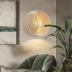 Rotating Moon Pendant Light Nordic Circular wood light fixtures Home Decor dining table light Bedroom Bar Corridor Hanging Lamp