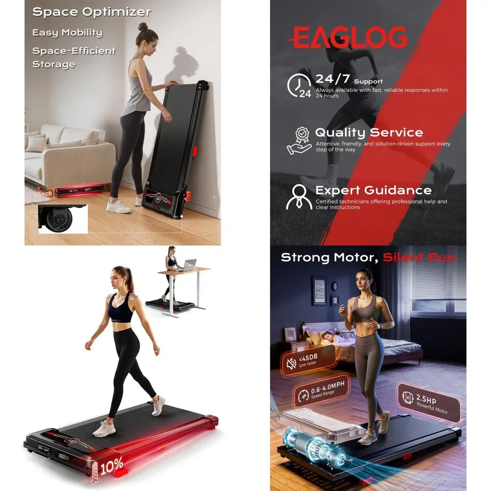 

Under Desk Treadmill with 10% Incline, 2.5HP, Portable for Home, Suitable for Women, Remote Control, Supports 330lbs