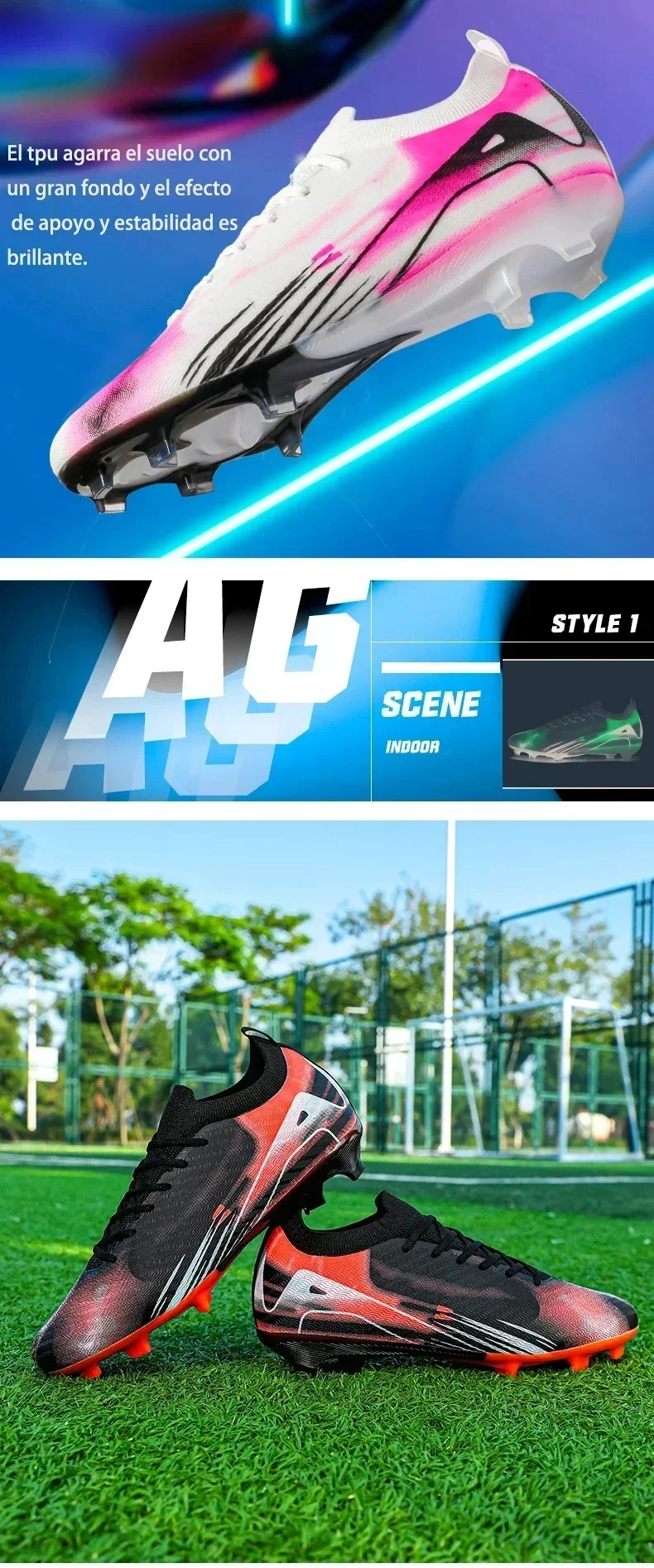 Neue Herren-Fußballschuhe Rutschfeste Ultraleichte Trainingsschuhe Lange Stollen Fußballstiefel Outdoor-Sportschuhe FG Match Sneakers – Detail 7
