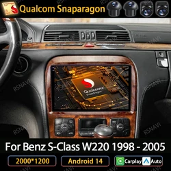 Android 14 Car Radio For Mercedes Benz S Class W220 S280 S320 S350 S400 S430 S500 S600 AMG 1998 - 2005 Player Carplay Auto GPS
