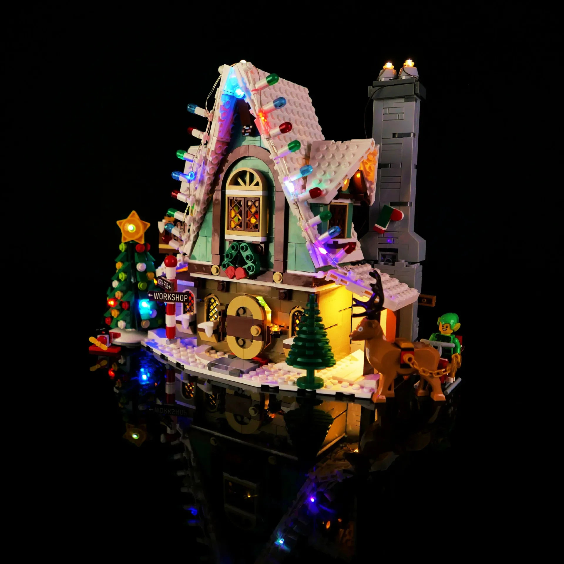 Elf Club House Building Blocks Kit, Brinquedos DIY, Apenas Conjunto de Iluminação, Luz LED, Não Incluído, 10275