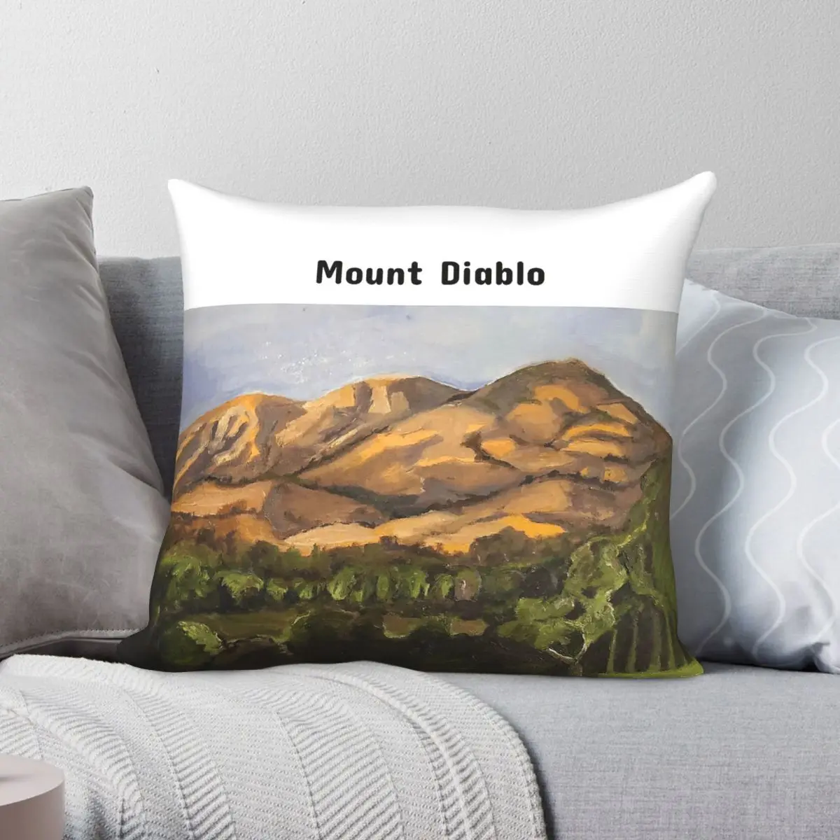 Mount Diablo Pillowcase Polyester Linen Velvet Printed Zip Decor Throw Pillow Case Home Cushion Case