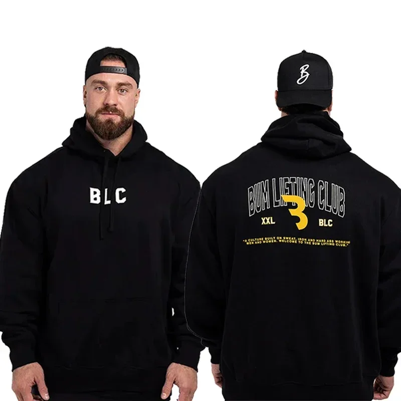 Lifting Club Hoodie BLC Gym Bodybuilding Fitness Workout Streetwear Aesthetic Black Oversized Casual Sweatshirt Long Sleeve