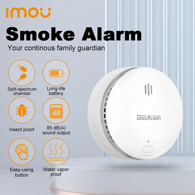 IMOU-Detector De Alarme De Fumaça, Proteção Auditiva, Botão De Teste, Home Security Protection, não incluído no aplicativo imou, 85dB Alarme