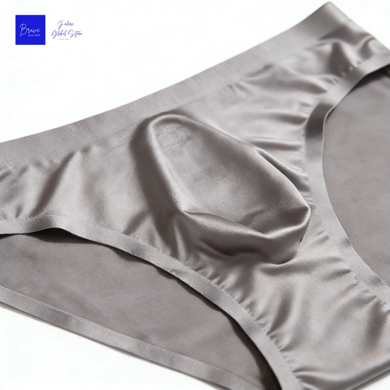 1 Piece Men's Satin Briefs, Sleek Shiny Satin Fabric Seamless Soft Stretchy Breathable Casual & Date Night Underwear