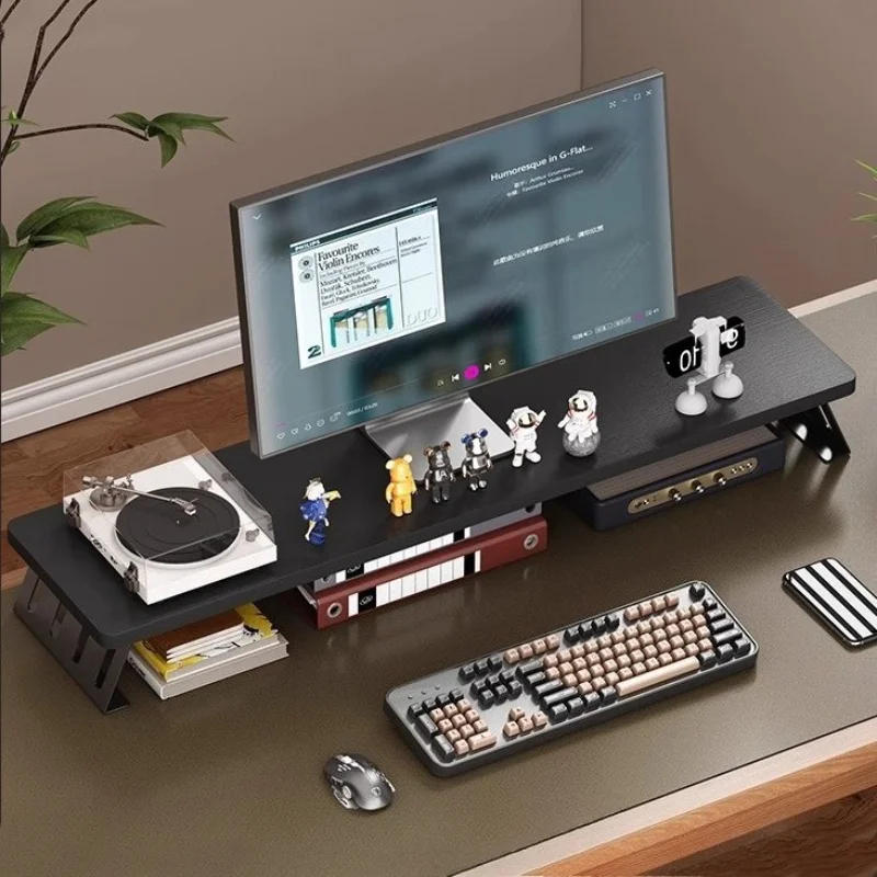 Office Monitor Riser Stand Wooden Desk Monitors Height Increase Holder Desktop Computer Laptop Storage Rack Monitor Display Base