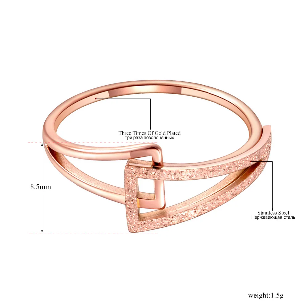 JeeMango Design Titanium Stainless Steel Geometric Party Rings Rose Gold Color Bohemia Beach Ring Jewelry For Women JR20084