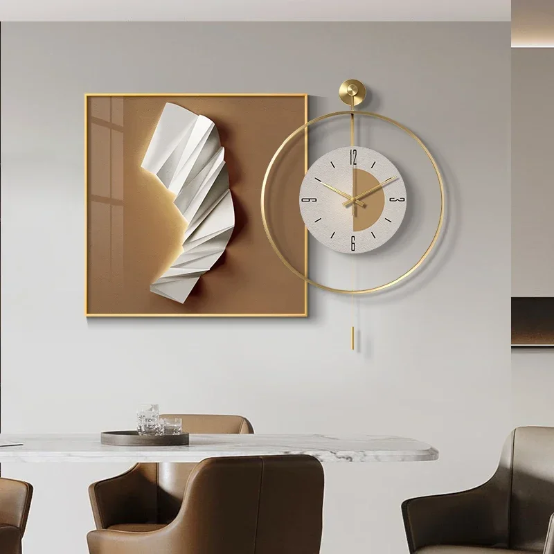 Home Decor Big Modern Light Luxury Dining Room Decorative Painting High End Living Room Battery Wall Clock Home Decor Items