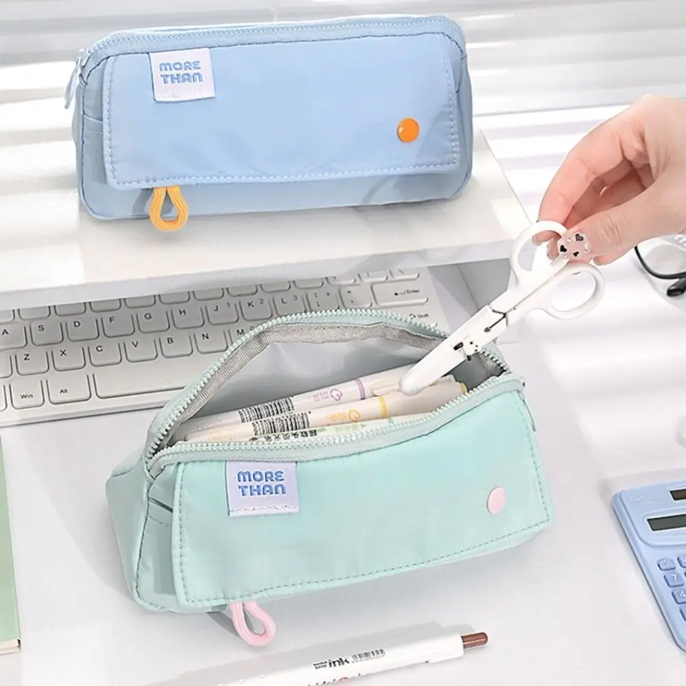 Double layer Macaron Pencil Case Cute Pen Pouch Large Capacity Pencil Bag Portable Durable Stationery Storage Bag Kids Gift