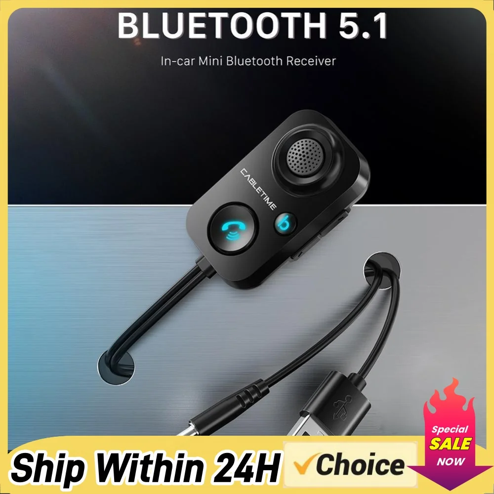 Wireless Car Adapter FM Transmitter Car Receiver Bluetooth-Compatible Audio 3.5mm for Hands-Free Car Amplifier Speaker Headphone