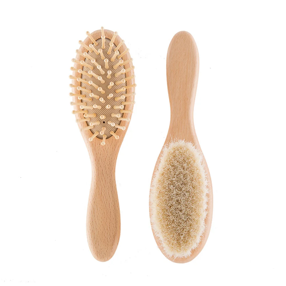 

3pcs Brush For Infant Hair Cleaning Natural Bath Scrubber Soft Wood Comb Scalp Massage Tool Baby Shower Bathing Set