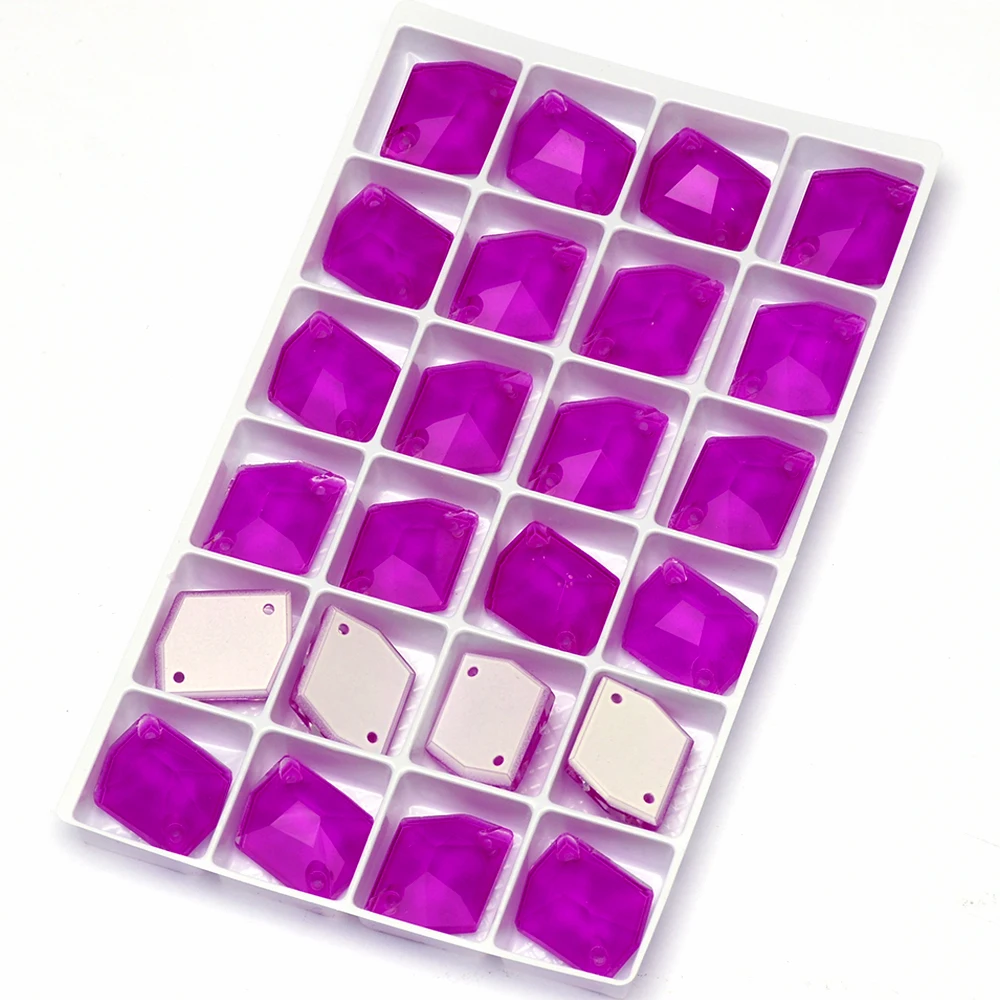 Pubrilex Neonviolette Aufnähbare Strasssteine, Abgeschrägte Elektrische Lila Glaskristalle für Bastelmaterialien und Kleidungszubehör – Detail 5