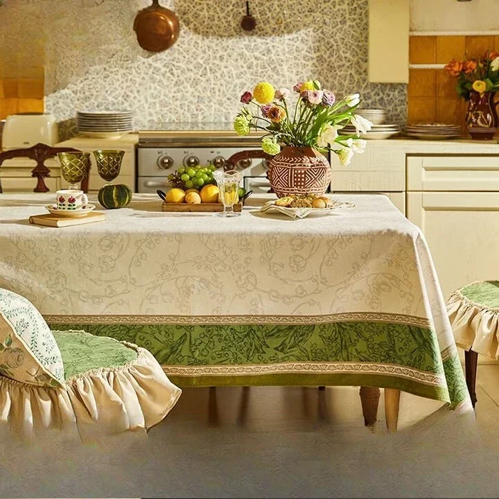 tablecloth retro pastoral [light luxury velvet cloth] waterproof cover cloth, dining table cloth, rectangular