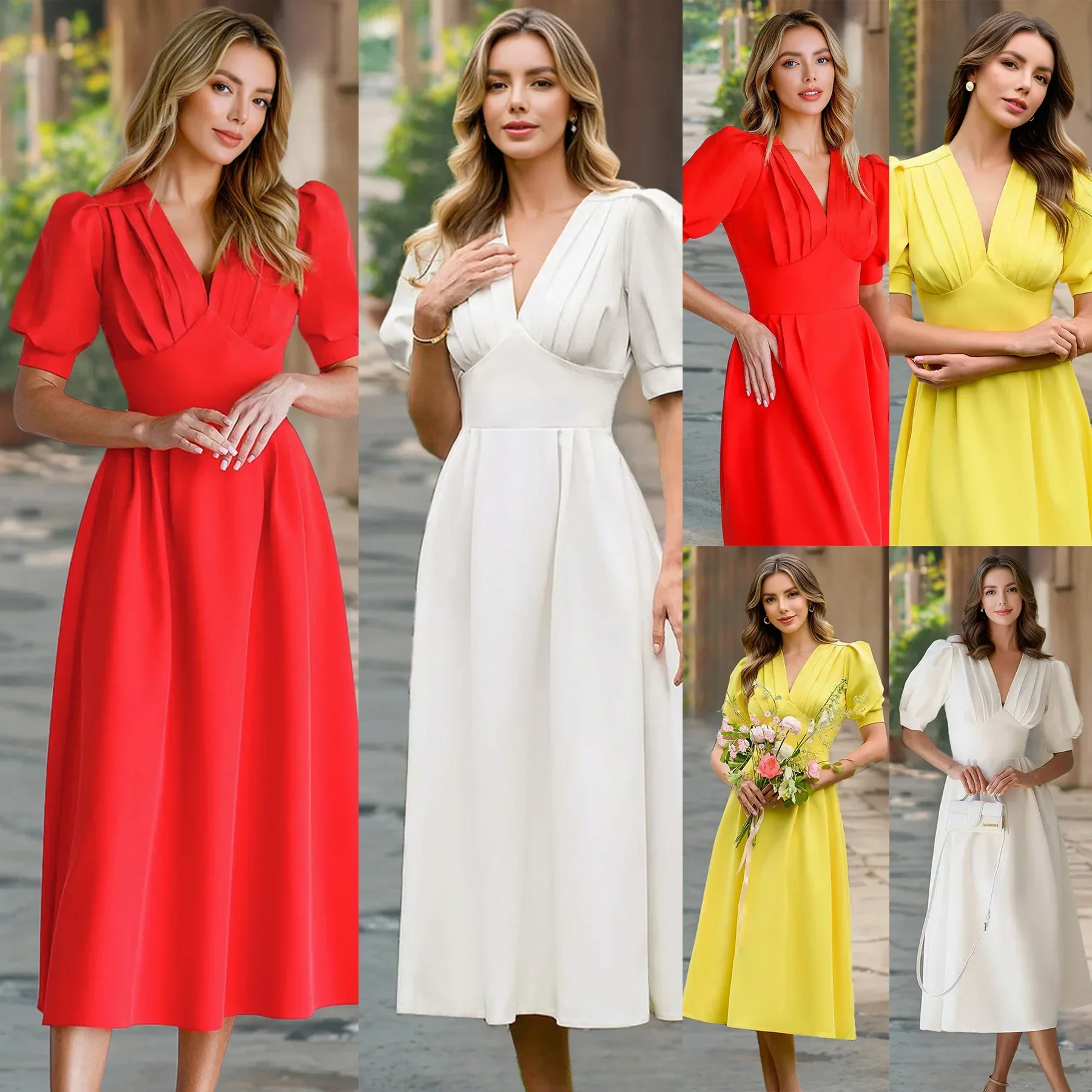 New Women Summer Dress Midi Prom Evening Party Dresses Clothing Fashion Elegant Casual Birthday Dress Vestidos Sexy Vintage Maxi