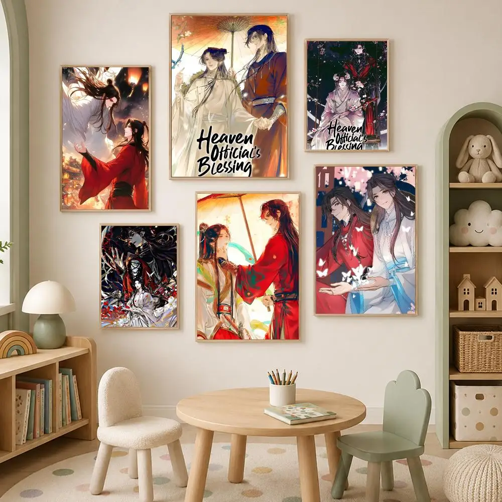 Donghua Heaven Officials Blessing Poster Self-Stick HD PP paper Wall Art Poster, Waterproof Decor for Bedroom, Living Room