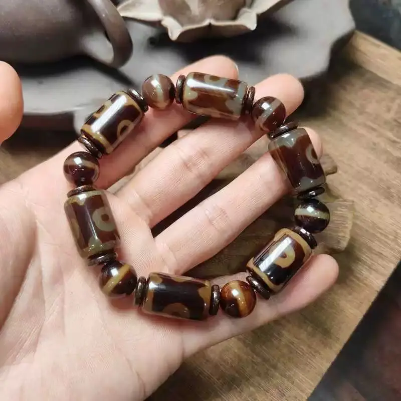 

Новый браслет для пары в этническом стиле из агата с девятиглазой бусиной Дзи, бусины-талисманы, четки Будды