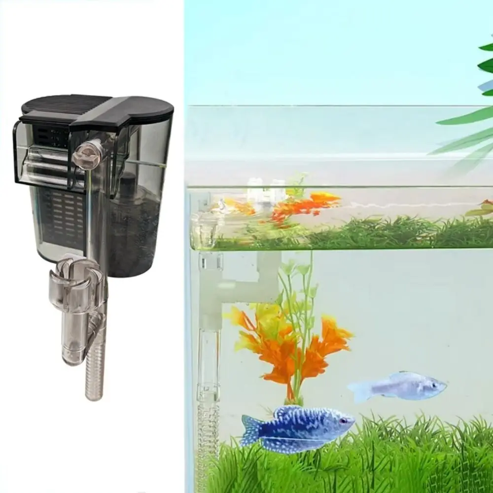 Filtro de cascata externo 4W montado na parede Slient Aquarium Filtro Skimmer Filme de remoção de óleo Fluxo de água ajustável