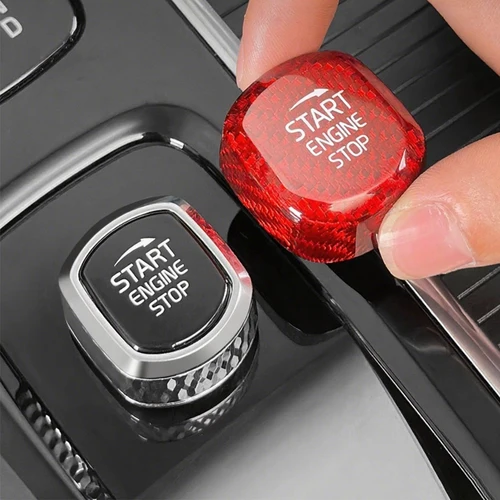 Imagen 2 del producto Pegatina de botón de arranque Interior de coche para Volvo Xc90 V60 Xc60 V90 S90 S60, modificaciones de accesorios de automóvil de fibra de carbono Real