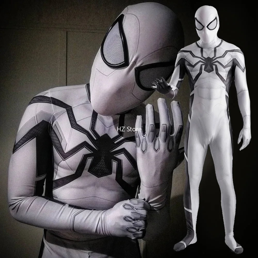 Marvel Superhero Future Foundation Spider-Man Zentai Jumpsuit with Mask Tight Fitting Halloween Cosplay Costume Lyrca Fabric