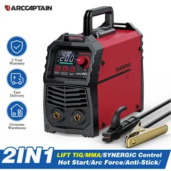 Saldatrice semiautomatica ARCCAPTAIN 2 IN 1 Ascensore TIG MMA DC IGBT Saldatore ad arco inverter portatile 220V 200Amp per principianti domestici