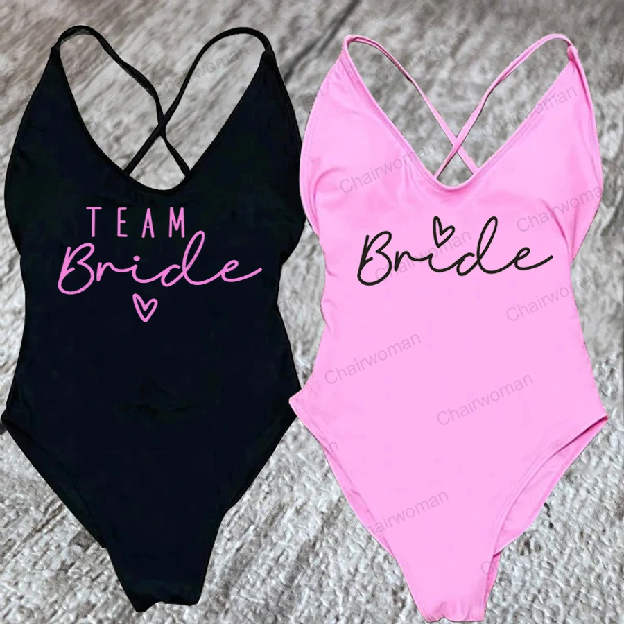 Sexy Padded One Piece Swimsuit Women Team Bride Swimwear Bikini Summer Bathing Suit Plus Size Beachwear Bachelorette Party Lady