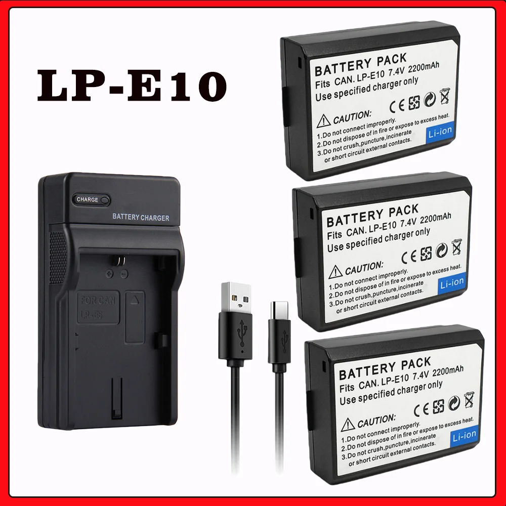 LP-E10 LPE10 LP E10 Digital Camera Battery for Canon EOS 1100D 1200D 1300D 2000D 4000D Rebel T3 T5 T6 KISS X50 X70 Battery