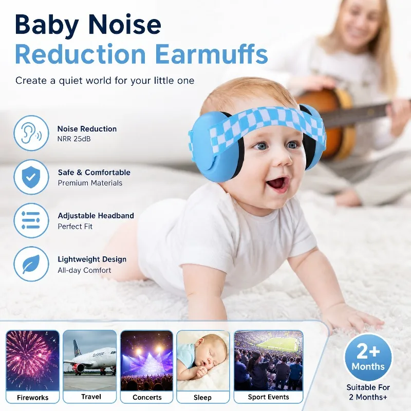 Baby Ear Safety Hear Protection Sleeping Earmuffs Reduction Noise Proof Headphone with Elastic Adjustable Headband