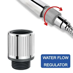 Practical Water Flow Regulator 0.11lb 50g ABS Handheld Polished Chrome Shower Bath Head Water Flow Control Valve