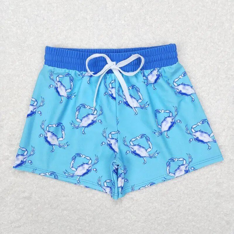 2023 Hot sale wholesale RTS baby toddler boy summer clothing children blue crab swimwear trunks kids boys swim shorts