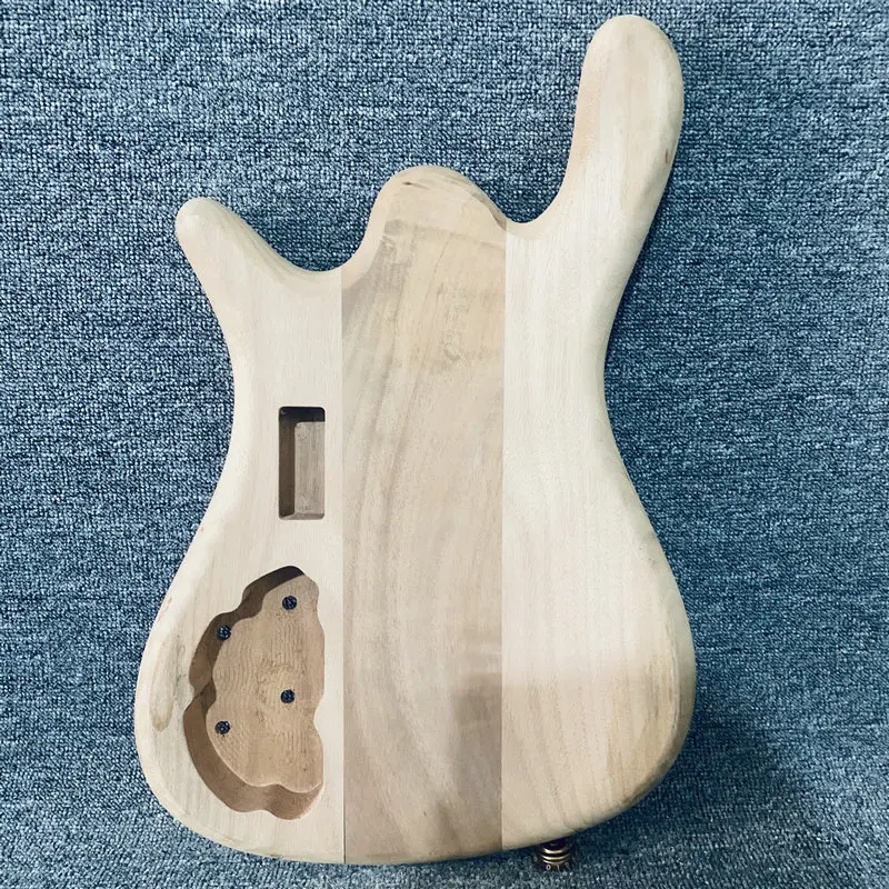 FB712 Wood Cracks Unfinished Electric Bass Body Active Pickups for 5 or 6 String Bass Replace Damages Guitar DIY Parts