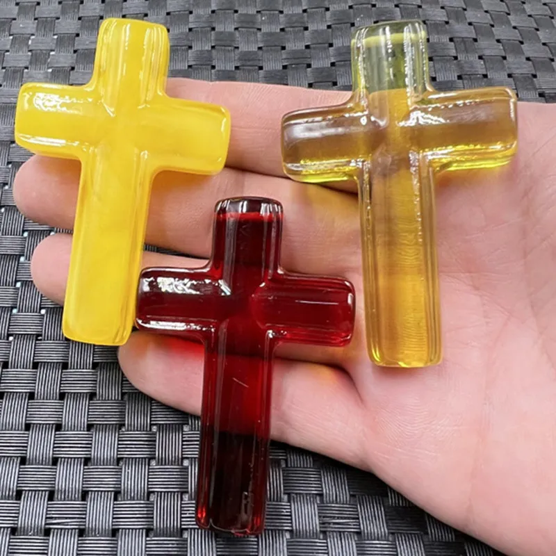 Fluorescent Floating Salt Water Beeswax Cross Pendant Blood Pool Cross Pendant Amberoid Beeswax Pendant Pendant