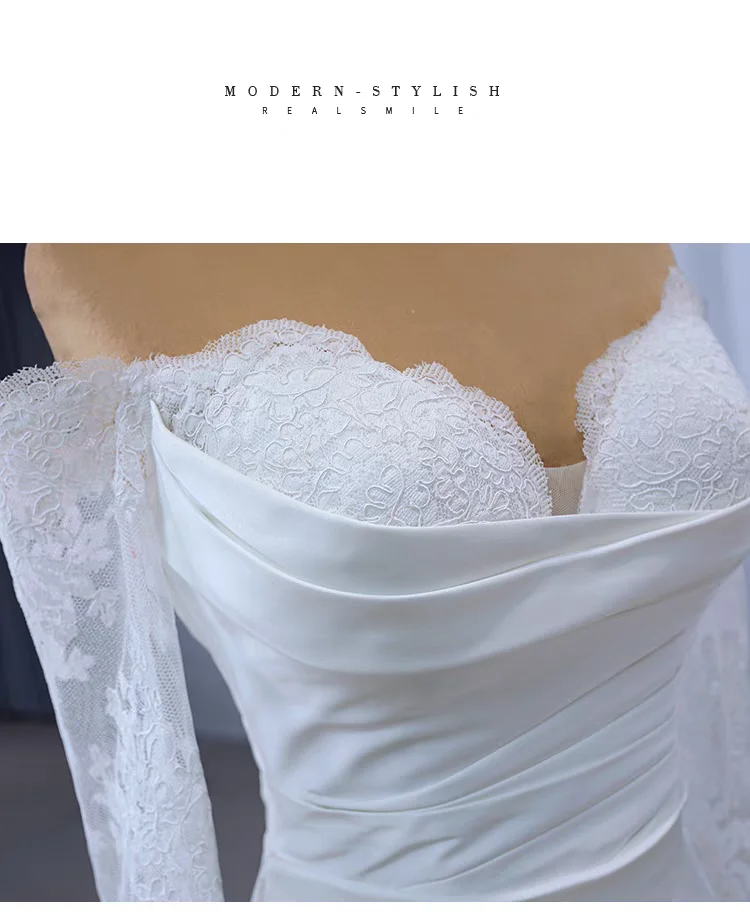 Abito da sposa in pizzo, abito da barca in raso Nit, abito a sirena