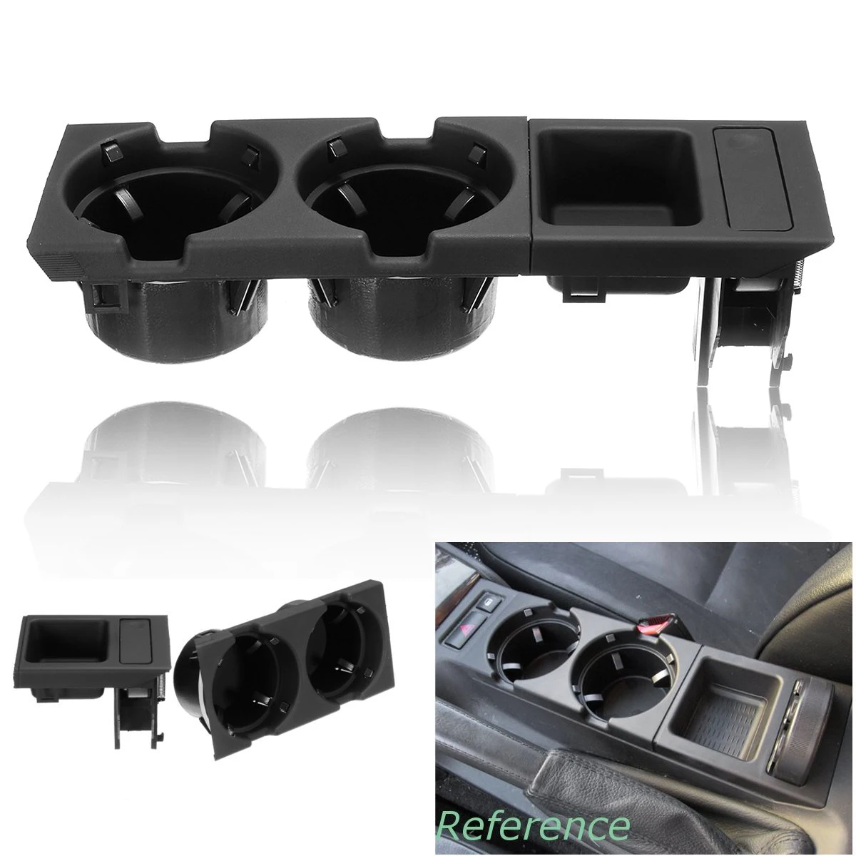 3Pcs Car Center Console Water Cup Holder Beverage Bottle Holder Coin Tray Saddle Frame for Bmw 3 Series E46 318I 320I 98-06