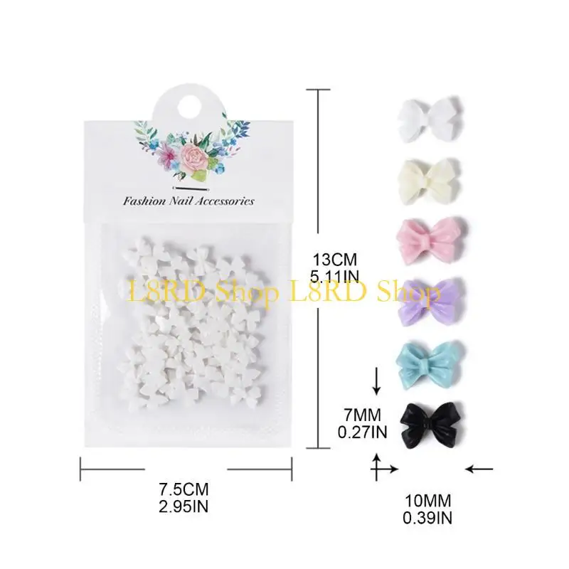 L8RD 50PCS/SET Bows Charm Bows Art Decorations Bowknot Art Bowknot Charms Bows Decoration