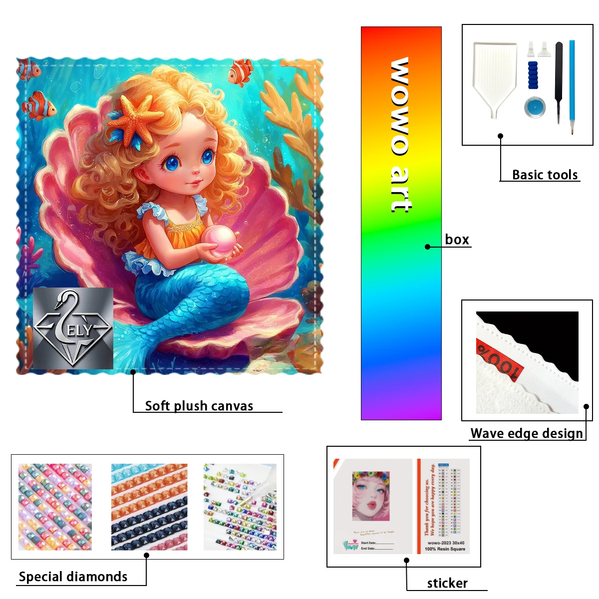 

【Ely_ Diamond Art】Little Mermaid Crystal AB Rhinestone FD Rhinestone Perfect Resin Diamond