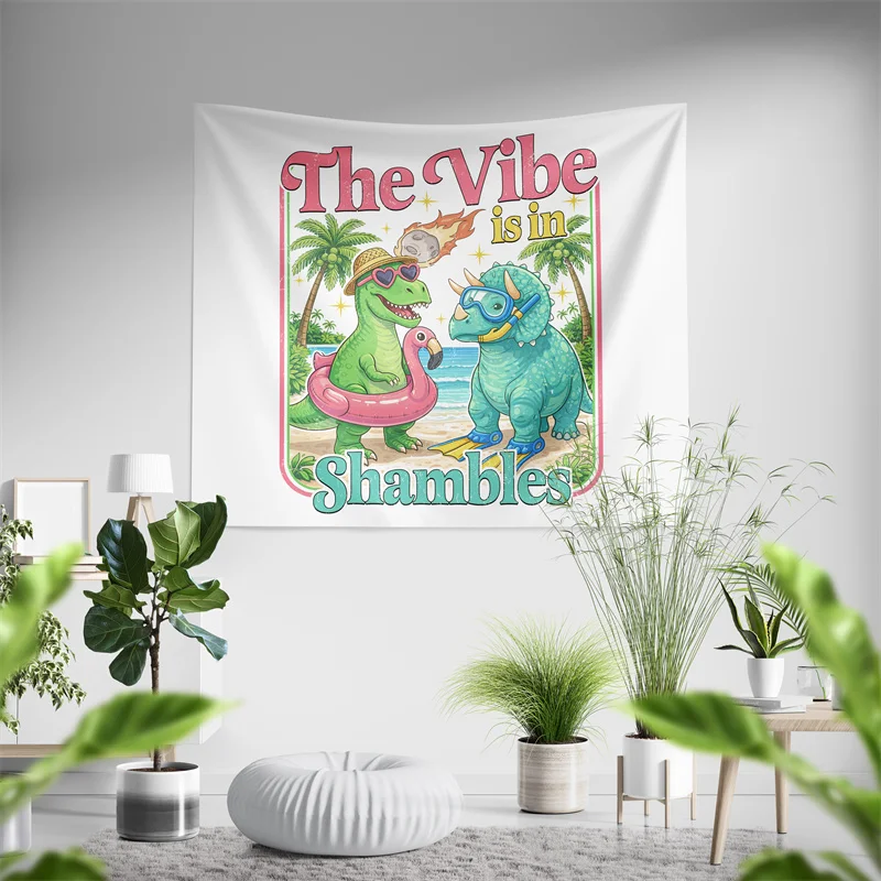 Aertemisi The Vibe Is In Shambles Funny Dinosaur Tapestry Wall Hanging for Bedroom Living Room College Dorm Decor