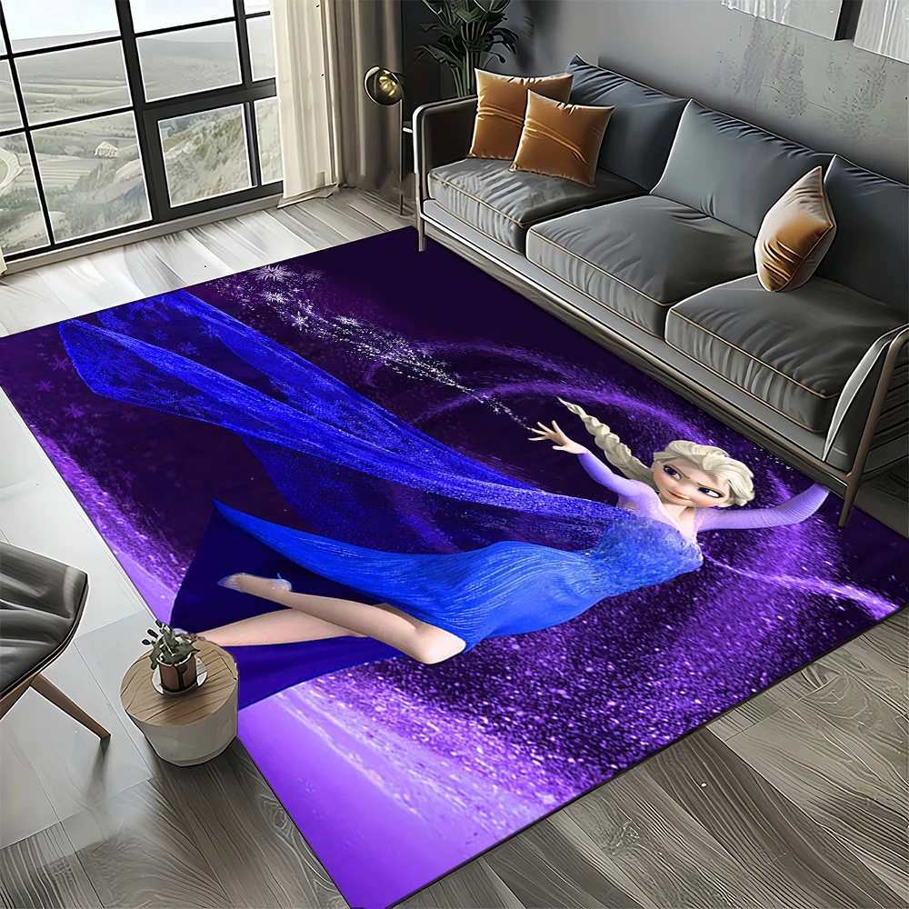 2025 New Elsa Anna Cartoon Girl Frozen Snow Queen  Disney Carpet Rug for Bedroom Living Room Home Sofa,Children Decor Floor Mat