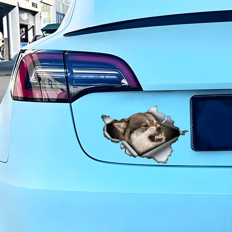 DK566# Angry Wolf 3D Car Sticker, Fun Waterproof Sticker for Cars, Trucks, Motorcycles, Walls, Windows, PVC Material