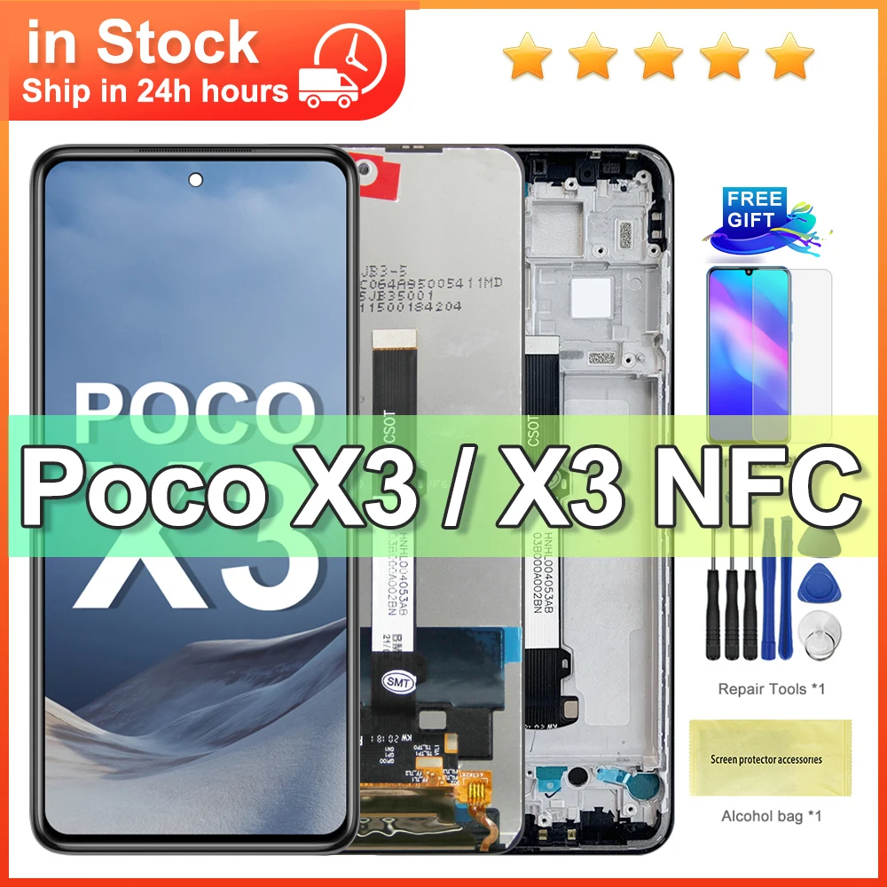 6.67'' POCO X3 Display For XIAOMI POCO X3 Pro Lcd Display Touch Screen Digitizer Assembly For POCO X3 NFC LCD M2007J20CG