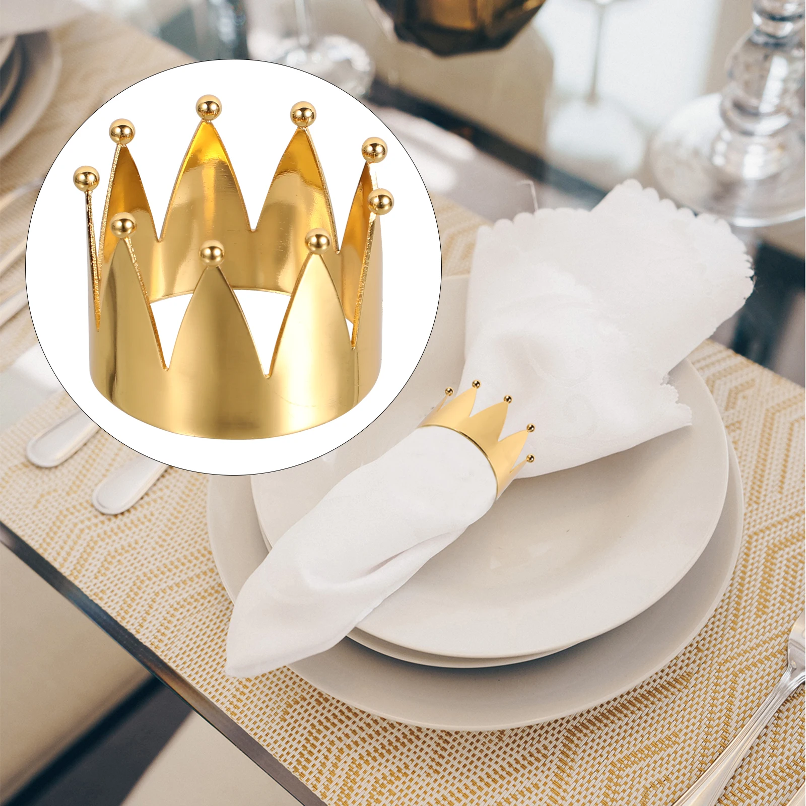 

4pcs Crown Napkin Stainless Steel Hotel Supplies Crown Napkin Rings Retro Decor Dinner Party Table Accessories