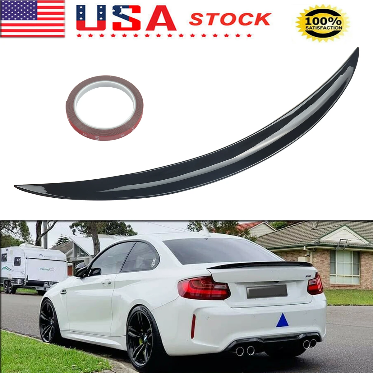 

For BMW 2 Series F22 Tail Spoilers Lip F87 218d 220d 230i M2 2014-2020 Coupe Gloss Black Rear Trunk Boot Lip Spoiler MP Style